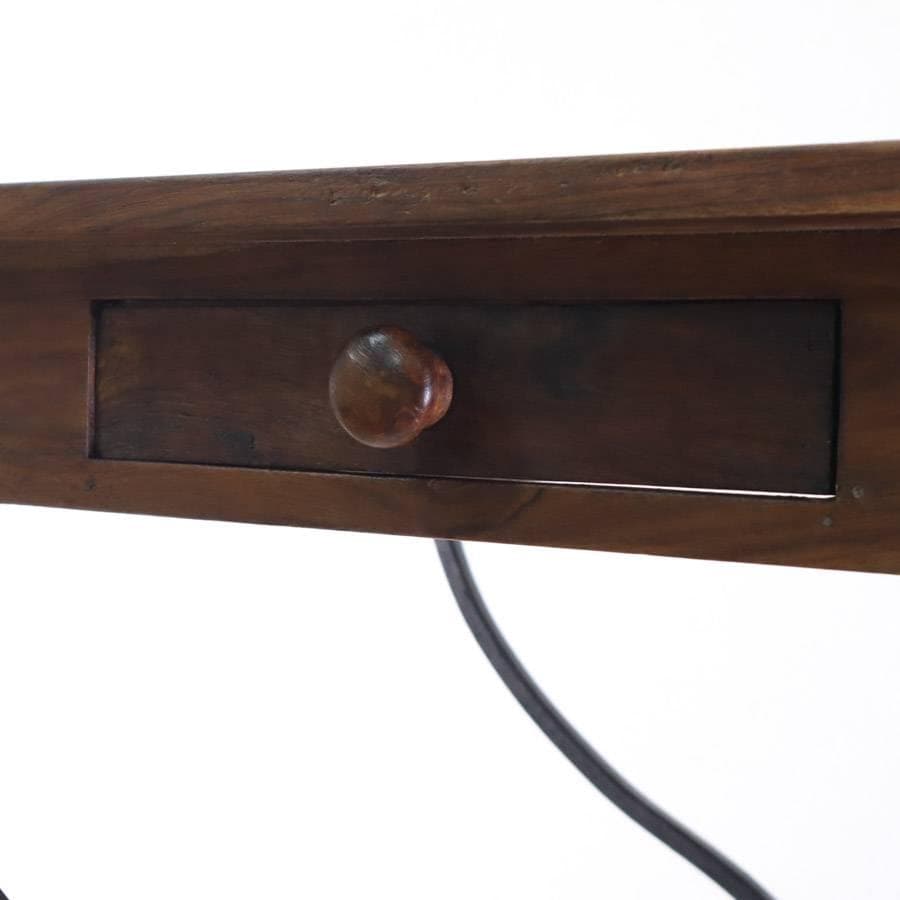 値下アンティーク調 アイアン脚 サイドテーブル 花台 飾り台 古材 引き出し付