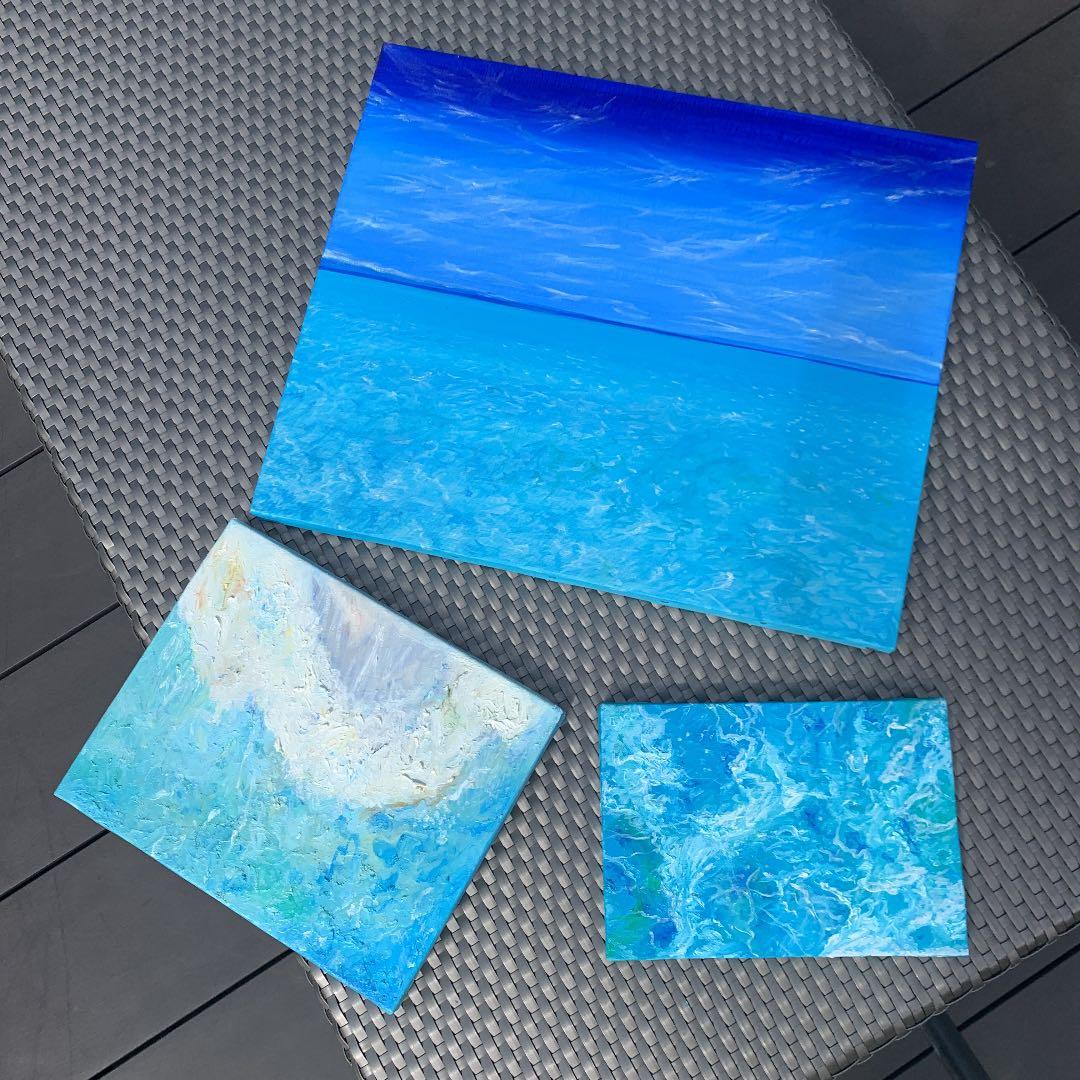 セット　アート　海の絵　油絵キャンパス　絵　絵具　インテリア　IKEA ZUNI