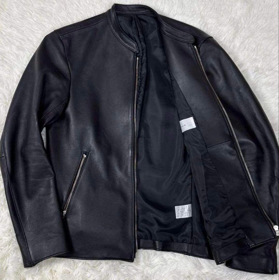 極美品✨ LIDNM シングルライダース シープスキン 羊革　ダブルジップ　L