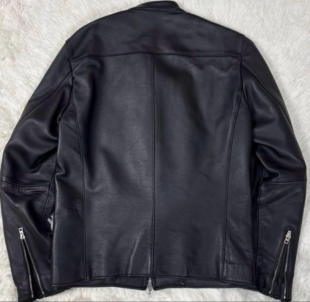極美品✨ LIDNM シングルライダース シープスキン 羊革　ダブルジップ　L