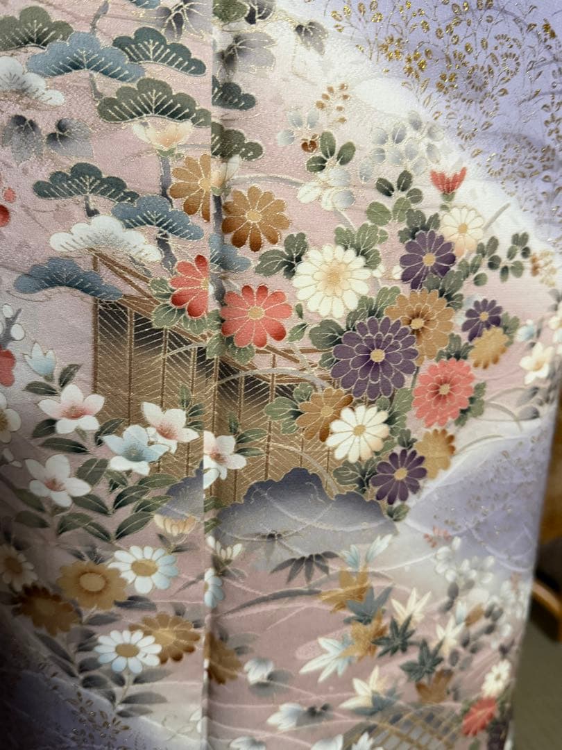 訪問着フルセット　籠　牡丹　四季の花　錦彩