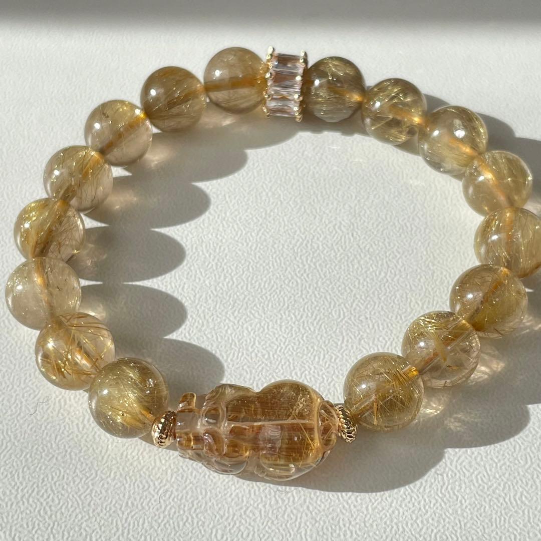 ラストセール♥︎︎ 高品質✨　タイチンルチル　貔貅　ルチル　ブレスレット　金運