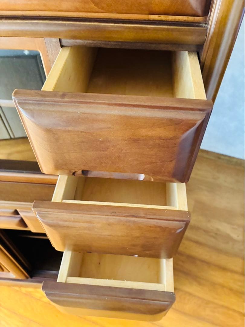 北九州発 カコークラフト工業 食器棚 アンティーク 上下 木製 引き出し 収納
