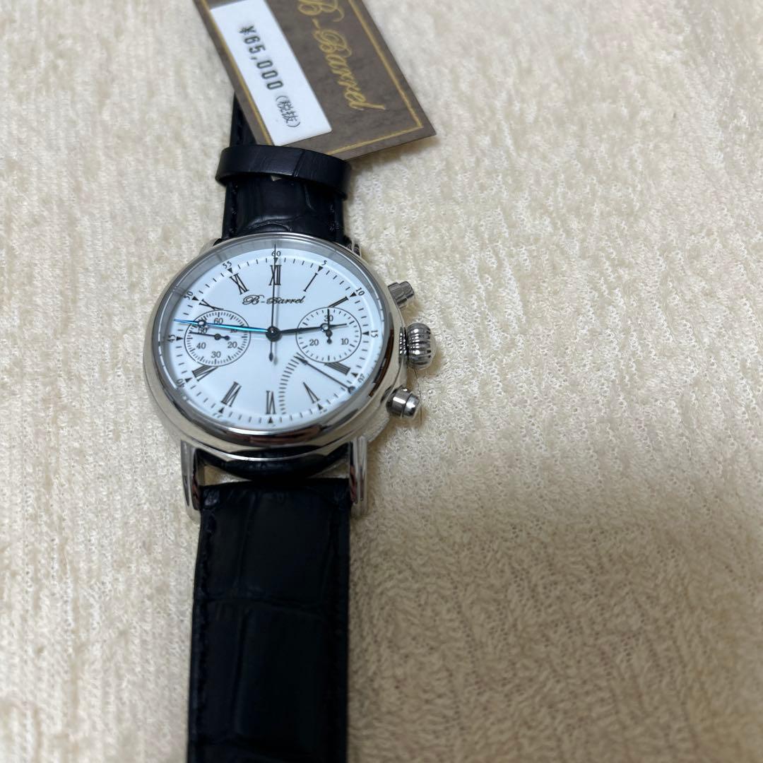 B-BARREL ビーバレル腕時計手巻きクロノグラフ 時計 エナメル文字盤　新品