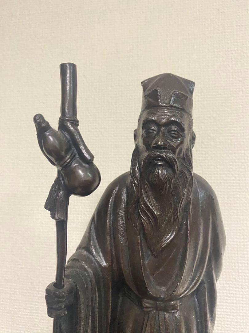 銅製壽老人 置物 高村泰正在名 年代物  保管品