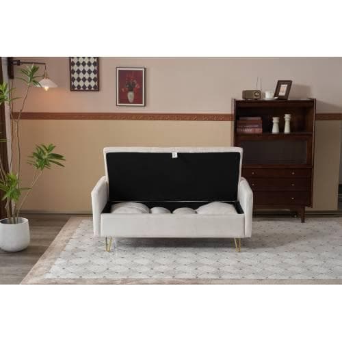 ソファー 2人掛け ソファ 収納付き クッション4個付き 金属脚付きカウチソフ