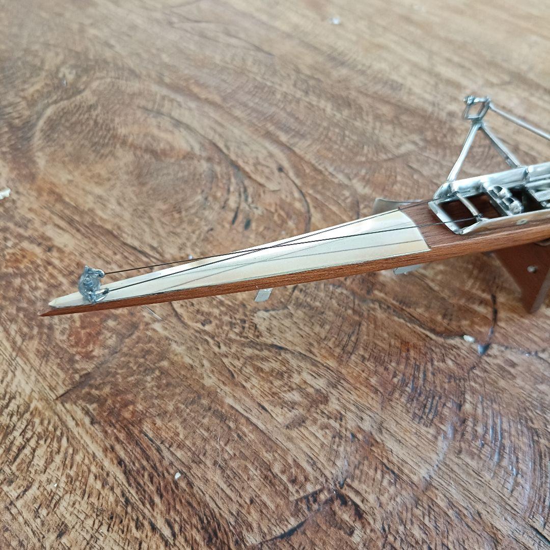 銀無垢 ウッド 銀細工 ミニチュア ボート 船 模型 ビンテージ イタリア 刻印