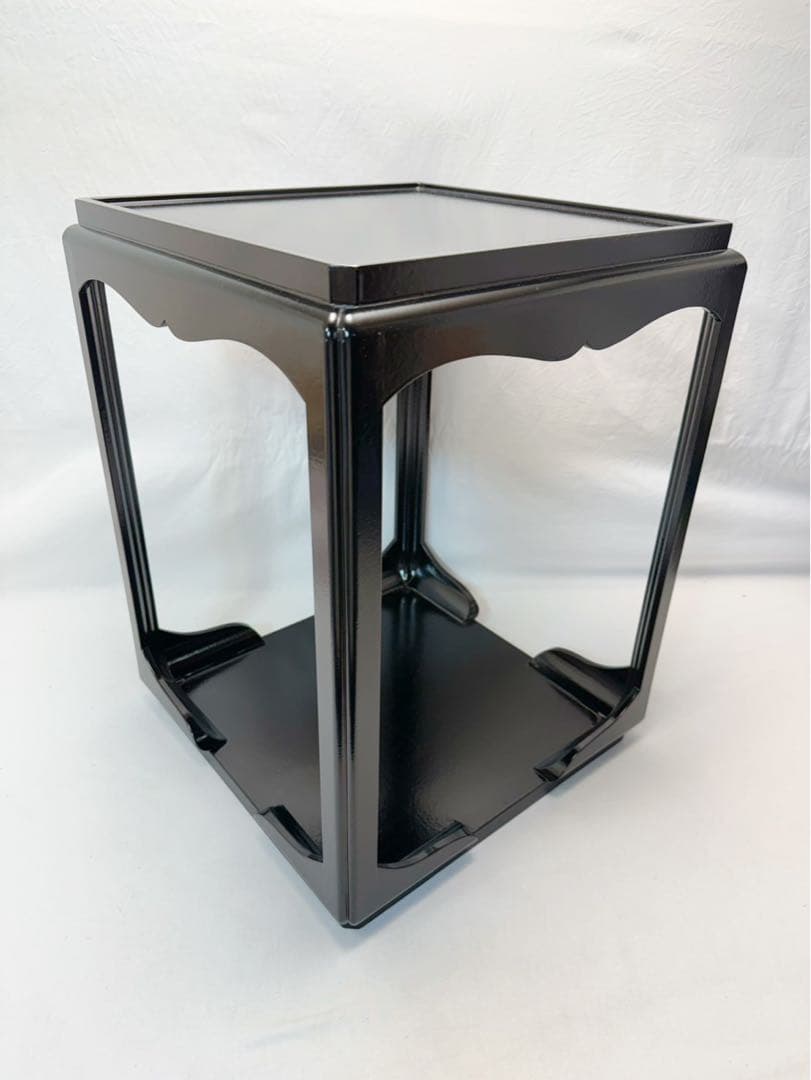 ほぼ未使用 茶道具 宗旦好写 黒一閑塗 高麗卓 木製漆器 煎茶道具 茶棚 元箱