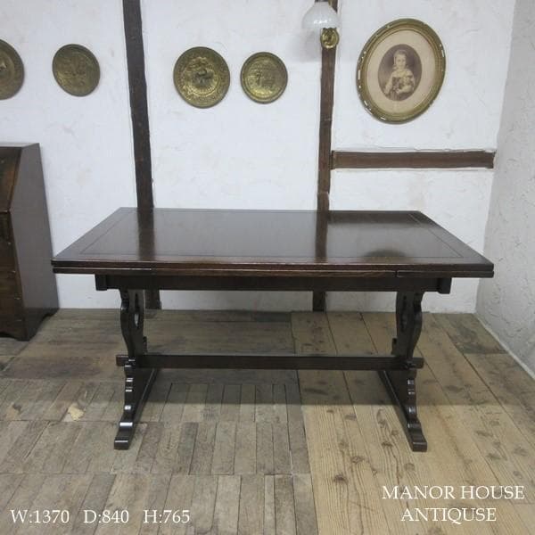 イギリス アンティーク 家具 ダイニングテーブル ドローリーフ 英国 6986c