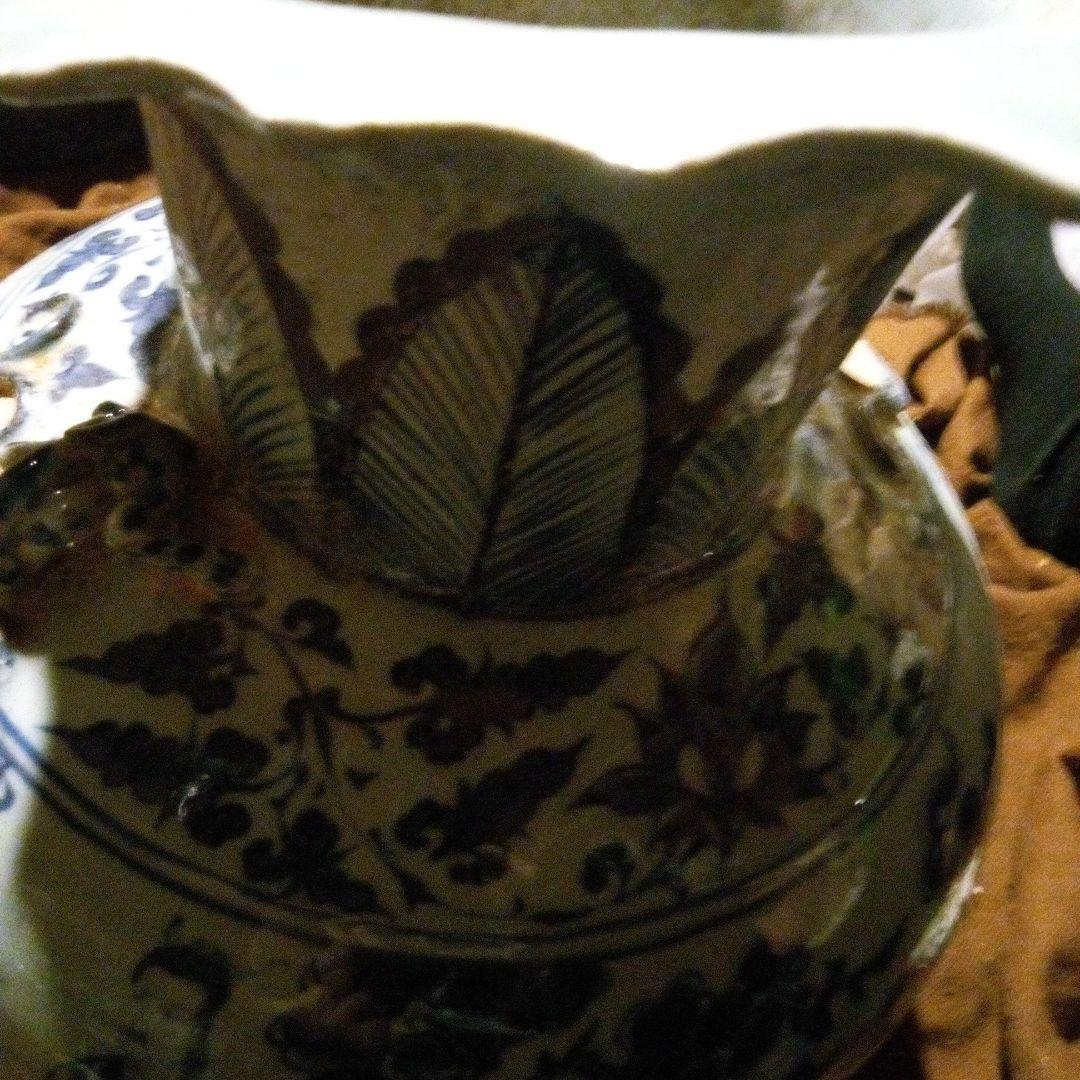 とし　中国陶磁器　元染付　大壺翼