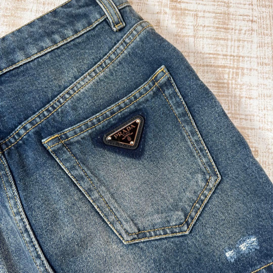 PRADA プラダ デニム　スカート　三角ロゴ　 38