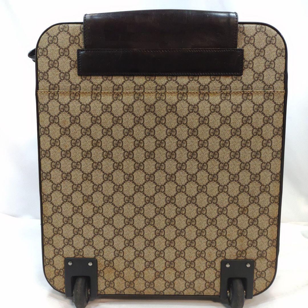 グッチ キャリーケース 旅行鞄 レザー×PVC 大容量 GG柄 ブラウン