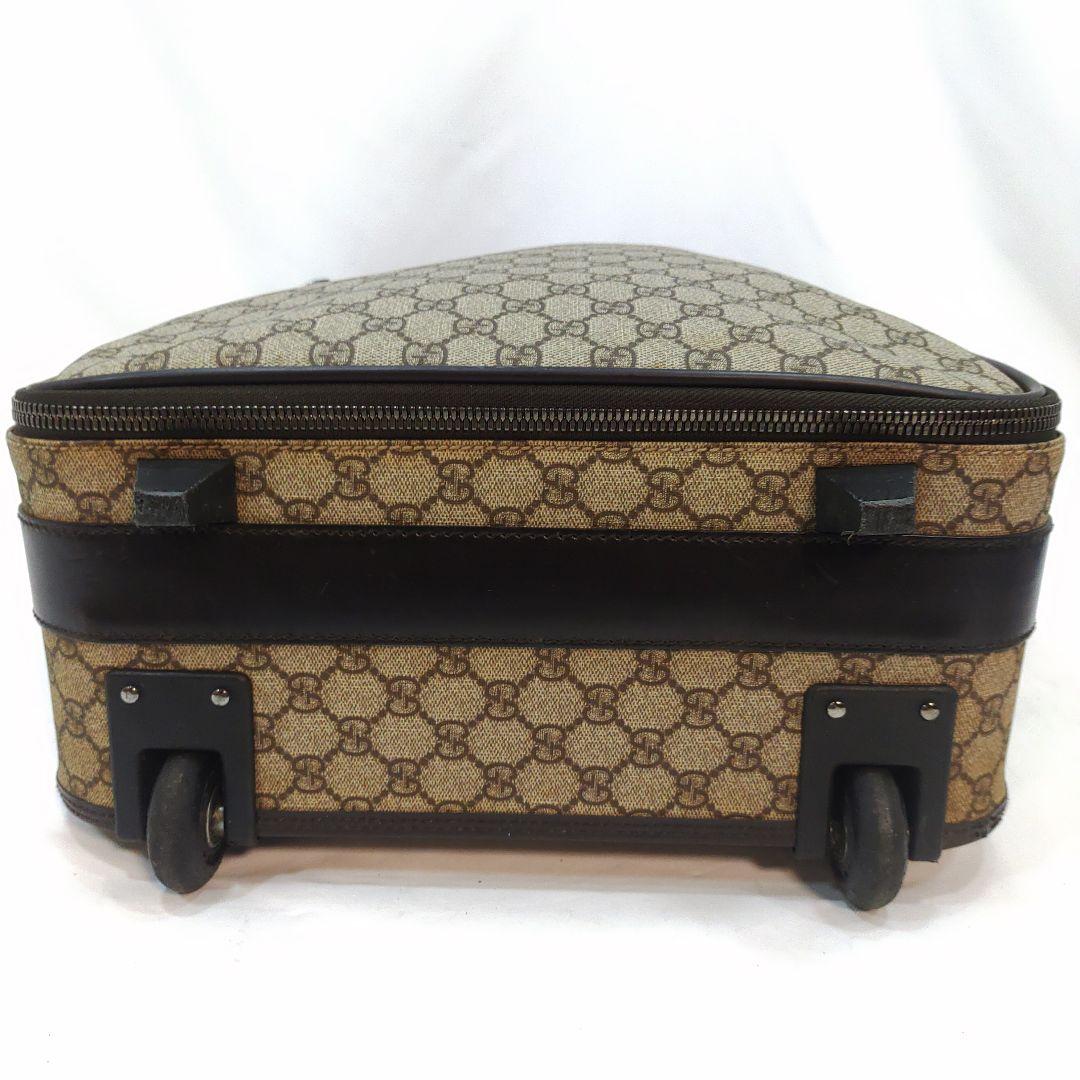 グッチ キャリーケース 旅行鞄 レザー×PVC 大容量 GG柄 ブラウン