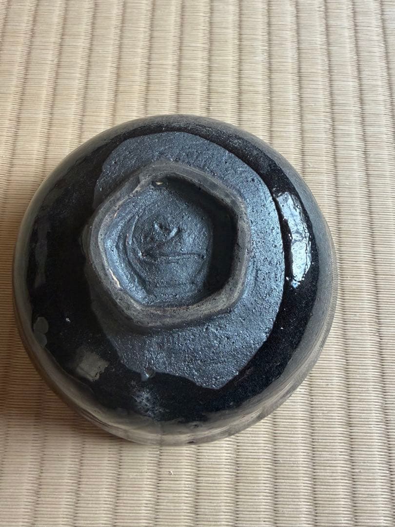黒色茶碗 六角形底