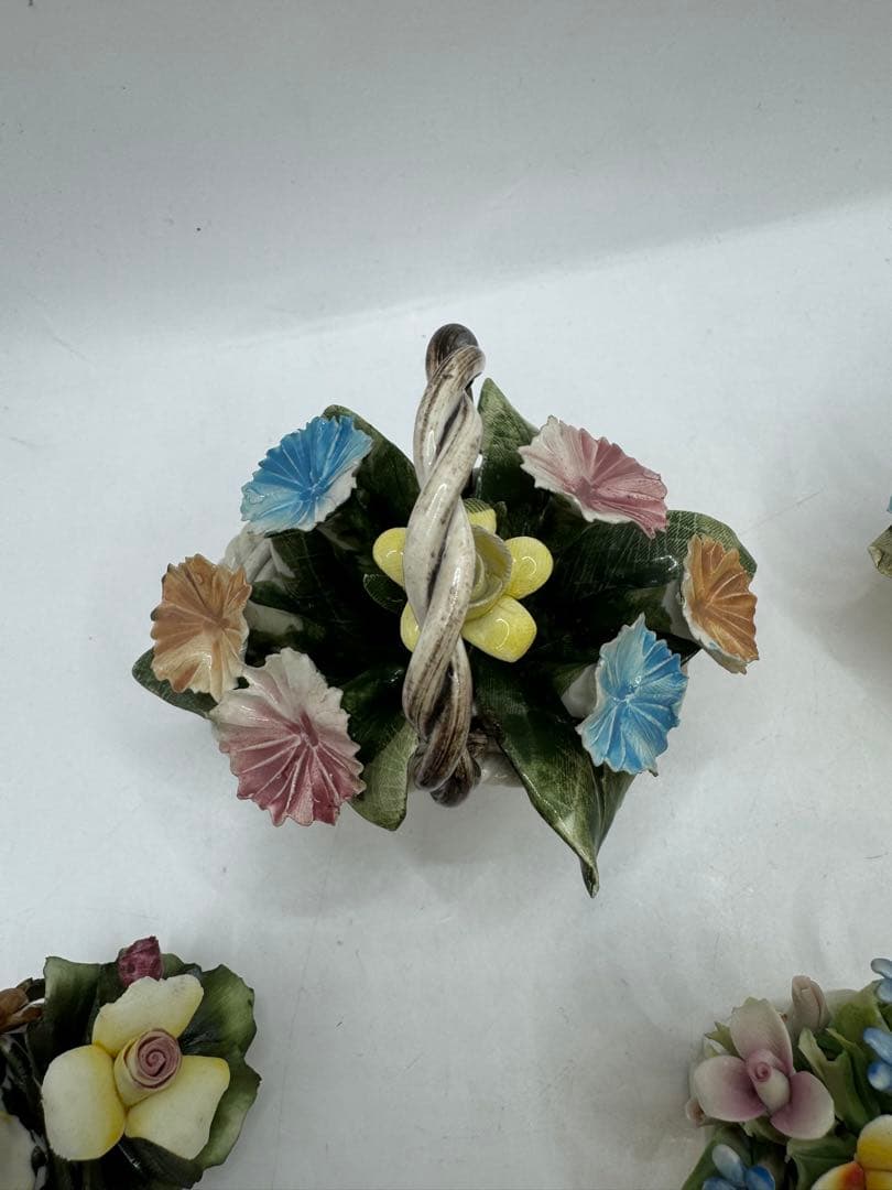 CAPODIMONTE カポディモンテ イタリア製 陶器 薔薇 花 カゴ