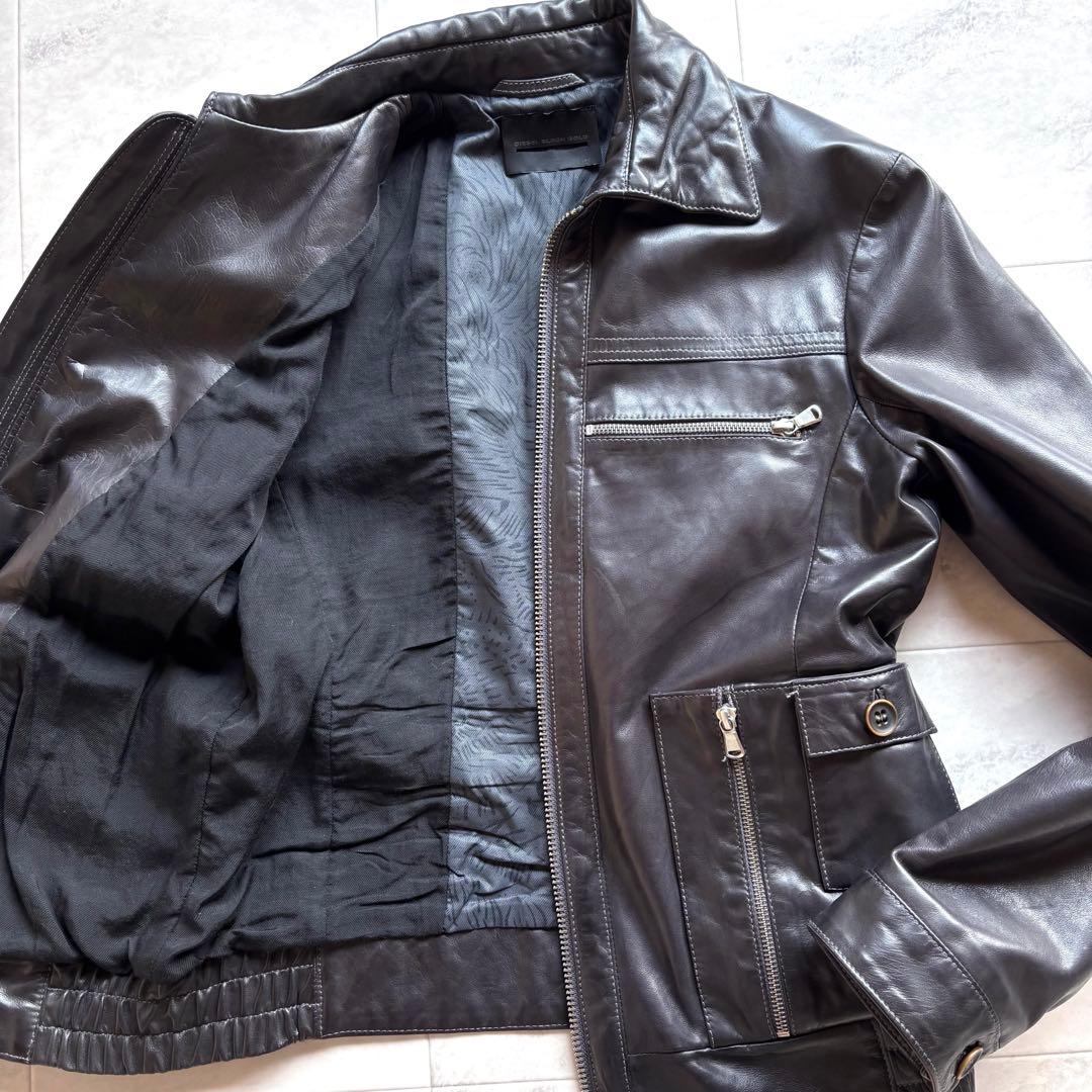 【超希少】ディーゼル ホースハイドレザージャケット グレー フルジップ 馬革