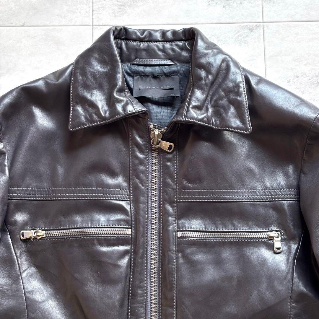 【超希少】ディーゼル ホースハイドレザージャケット グレー フルジップ 馬革