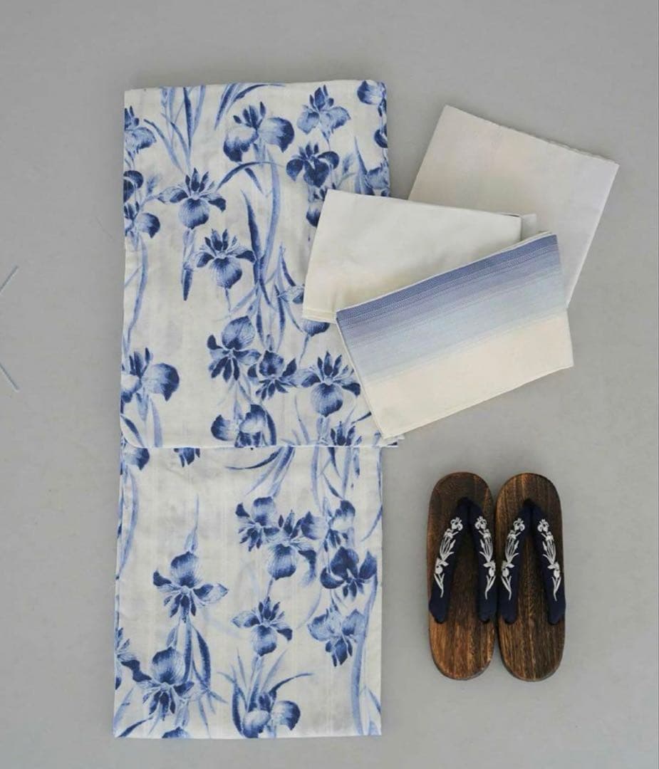 anee 　Acka utatane 浴衣4点セット　 鮫小紋と菖蒲