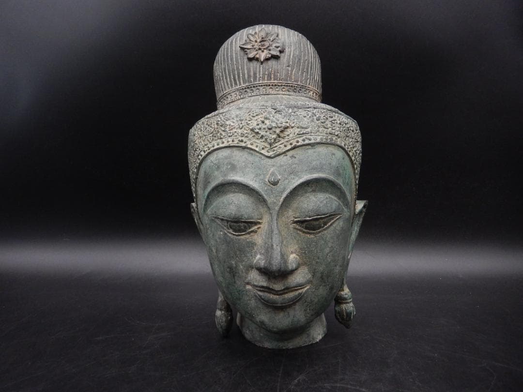 タイ仏教美術 青銅製 仏頭 スコータイ アユタヤ ガンダーラ ビルマ ブロンズ