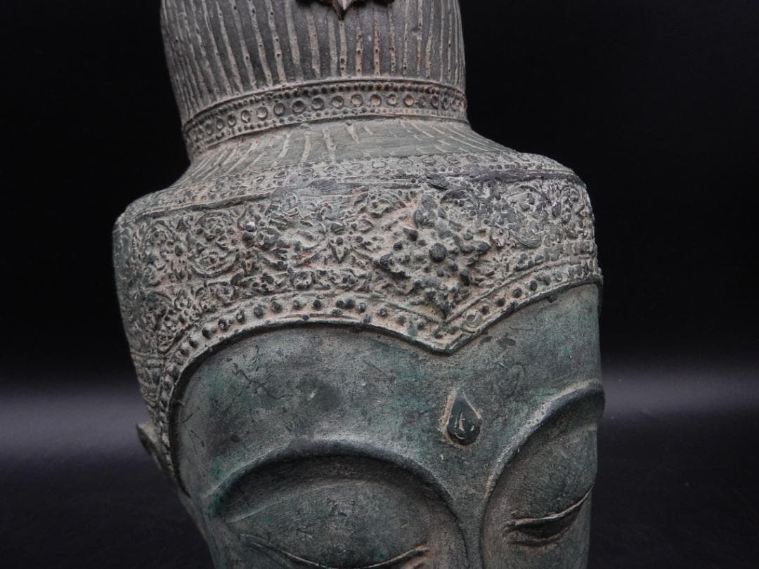 タイ仏教美術 青銅製 仏頭 スコータイ アユタヤ ガンダーラ ビルマ ブロンズ