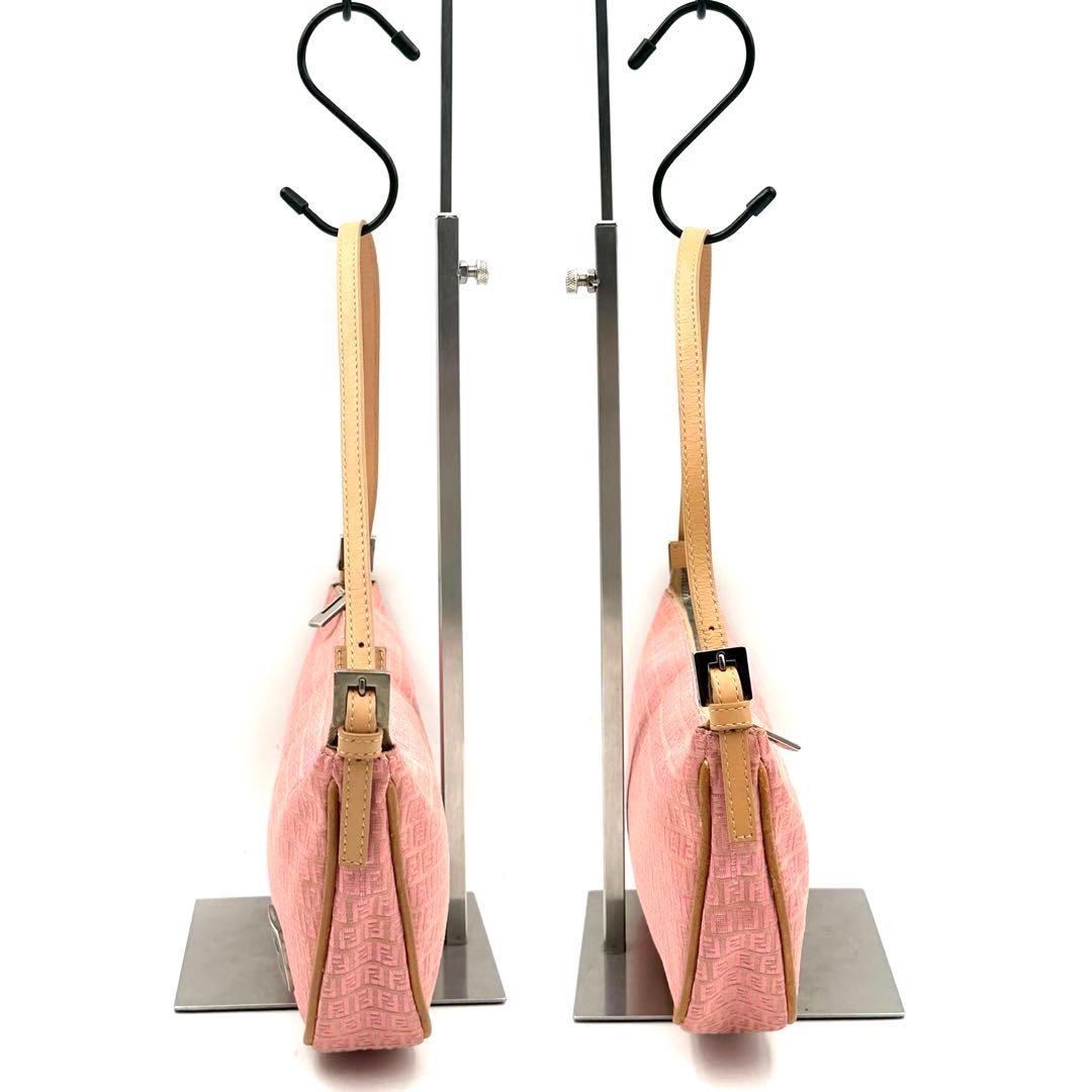 《美品》FENDI ズッキーノ FF金具 ミニハンドバッグ アクセサリーポーチ