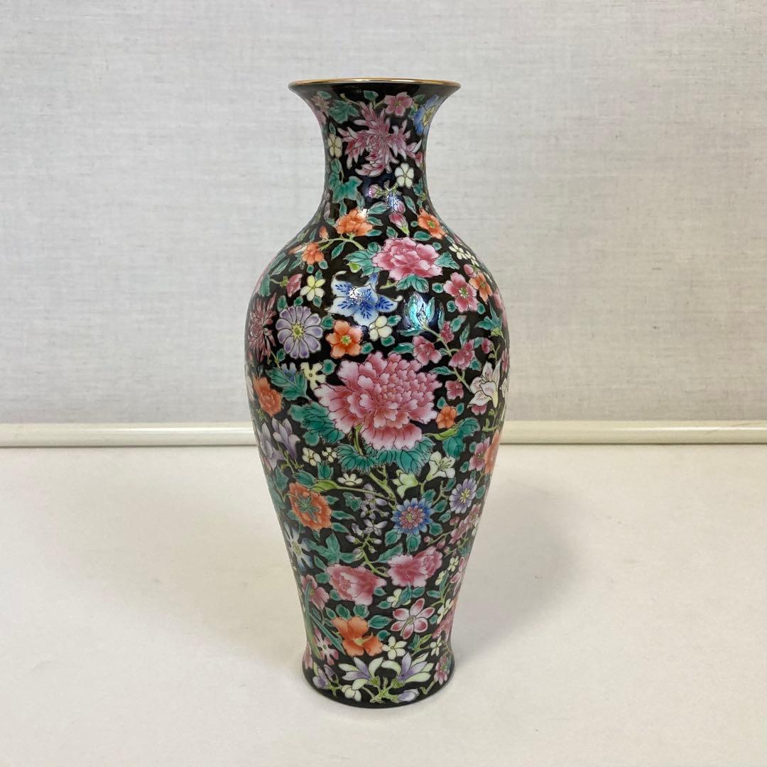 大清乾隆年製 花瓶 花器 置物 オブジェ 花柄 金彩 陶磁器 陶器 レトロ