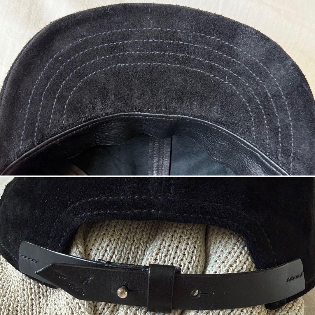 美品 LEATHER&SILVER MOTO レザーキャップ 黒 モトレザー