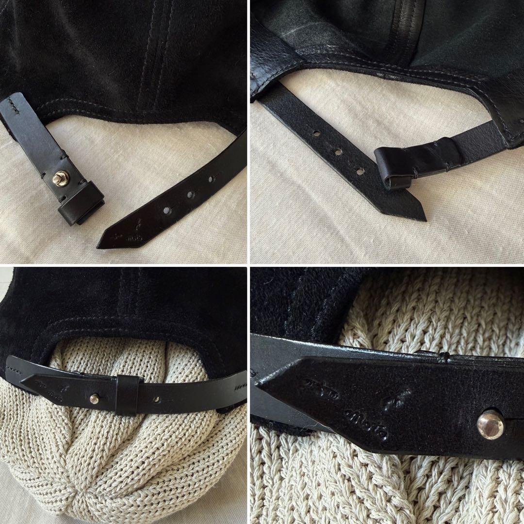 美品 LEATHER&SILVER MOTO レザーキャップ 黒 モトレザー