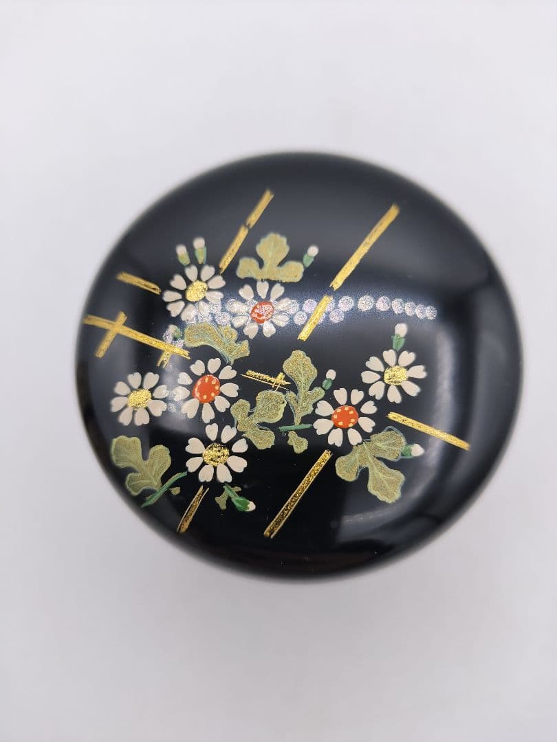 c547【新品・未使用】長棗 菊垣蒔絵 佐々木麗峰 木箱 茶道具