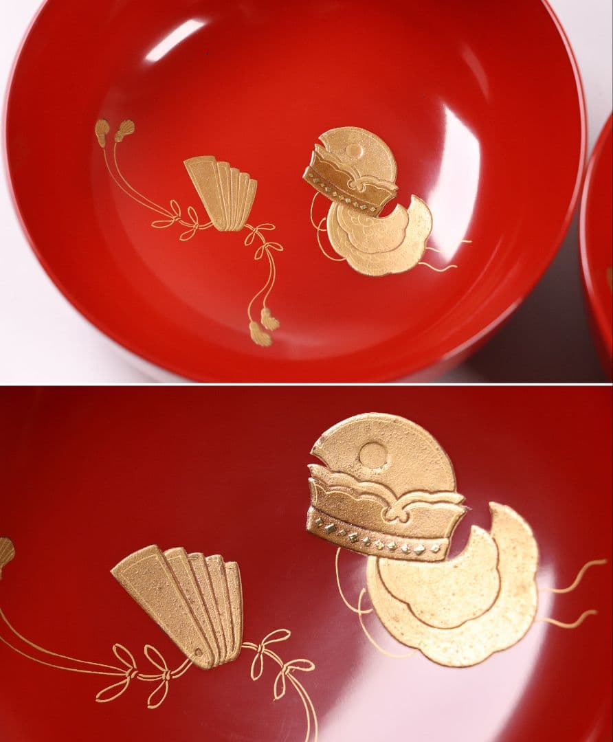 専用 MA417 CL19 輪島塗 楽器金蒔絵 朱塗椀 二客 切金 和楽器