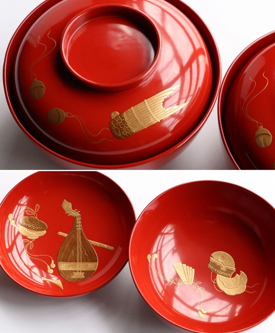 専用 MA417 CL19 輪島塗 楽器金蒔絵 朱塗椀 二客 切金 和楽器