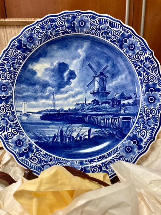 オランダ　アンティーク　41㎝　置物　デルフト 飾り皿　絵皿　delft