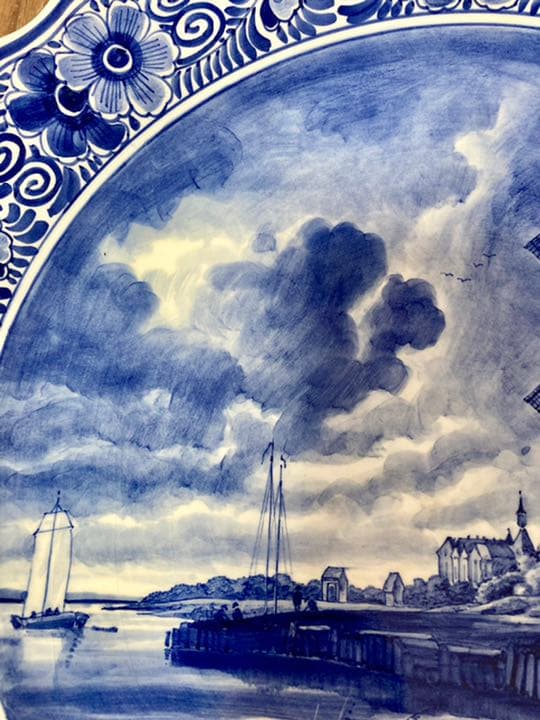 オランダ　アンティーク　41㎝　置物　デルフト 飾り皿　絵皿　delft