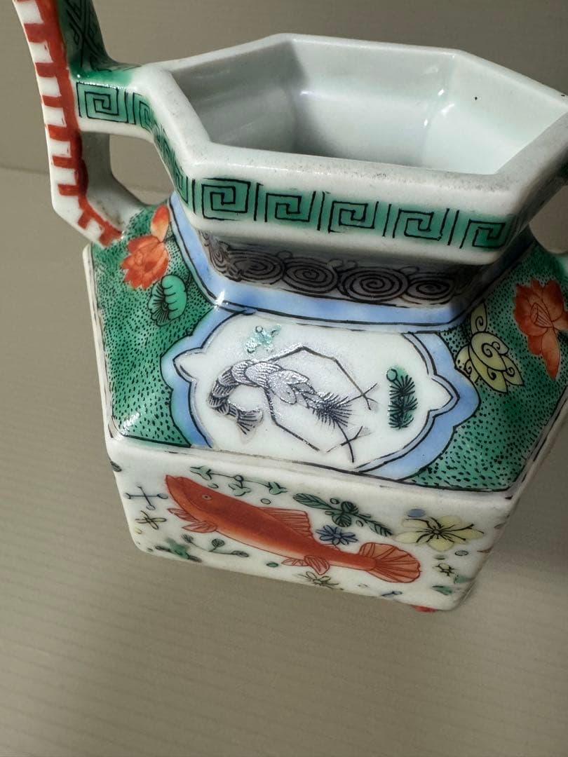 2091 希少　魚文　香炉　時代物