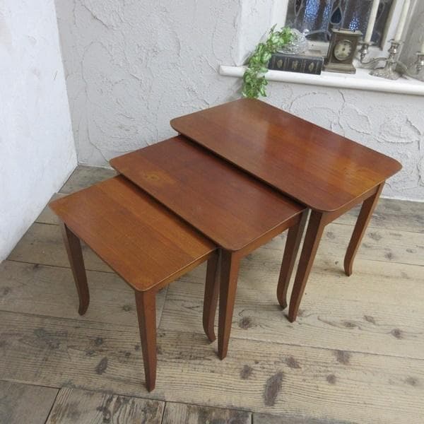 イギリス ビンテージ 家具 ネストテーブル サイドテーブル 3台組 6546c