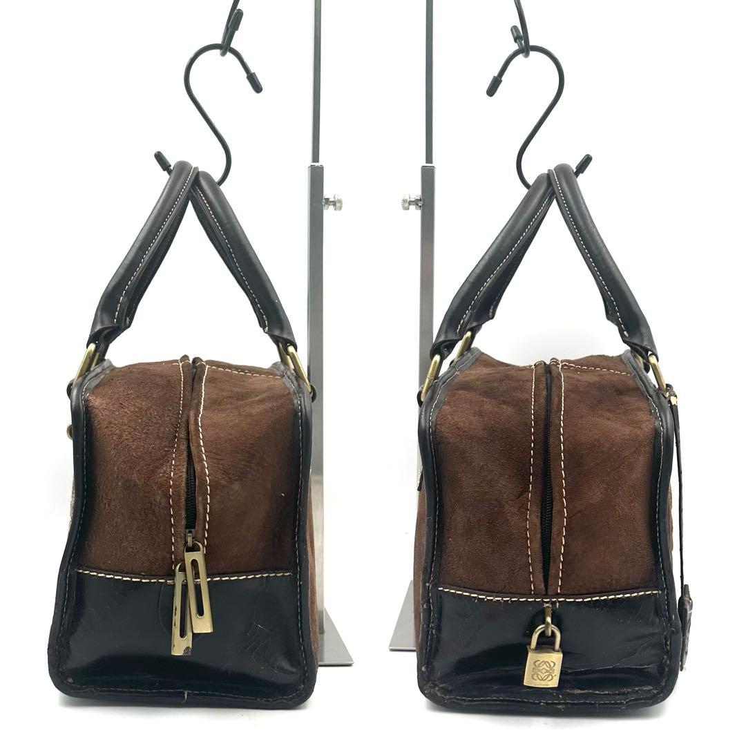 LOEWE アマソナ28 スエード アナグラム ハンドバッグ 南京錠 鍵付
