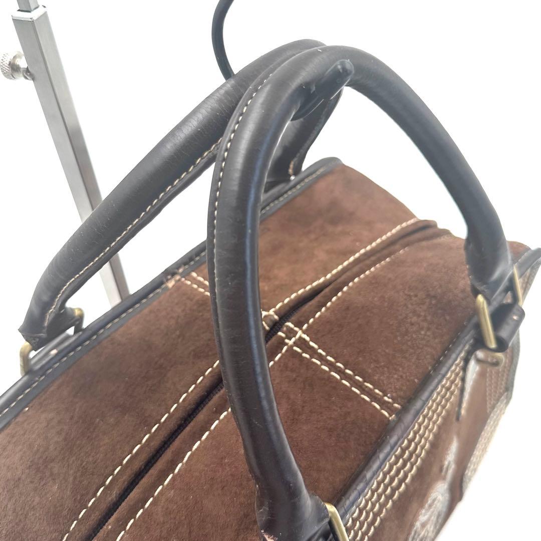 LOEWE アマソナ28 スエード アナグラム ハンドバッグ 南京錠 鍵付