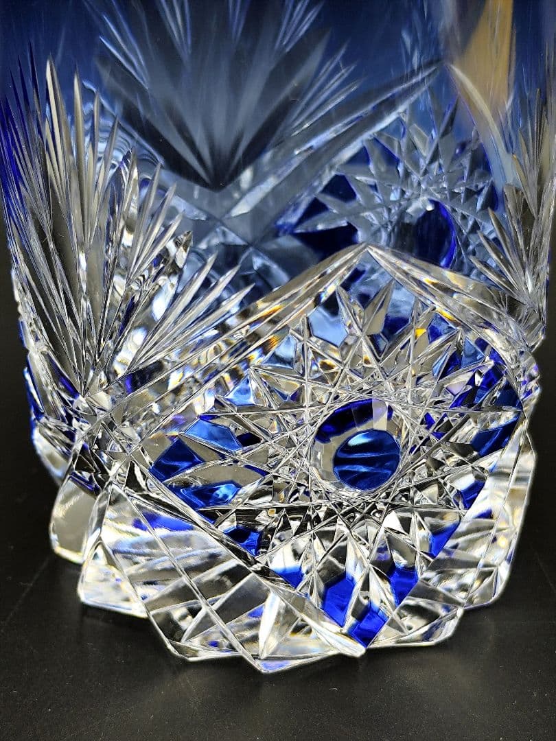 超希少品☆小林英夫 くもの巣切子 江戸切子グラス（切子、江戸切子、薩摩切子）