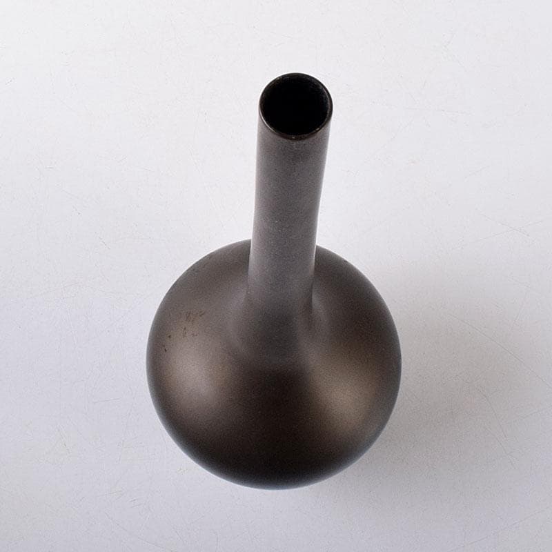 茶道具　金工師　一ノ瀬宗辰造　唐銅　下蕪花入　共箱　C　8178