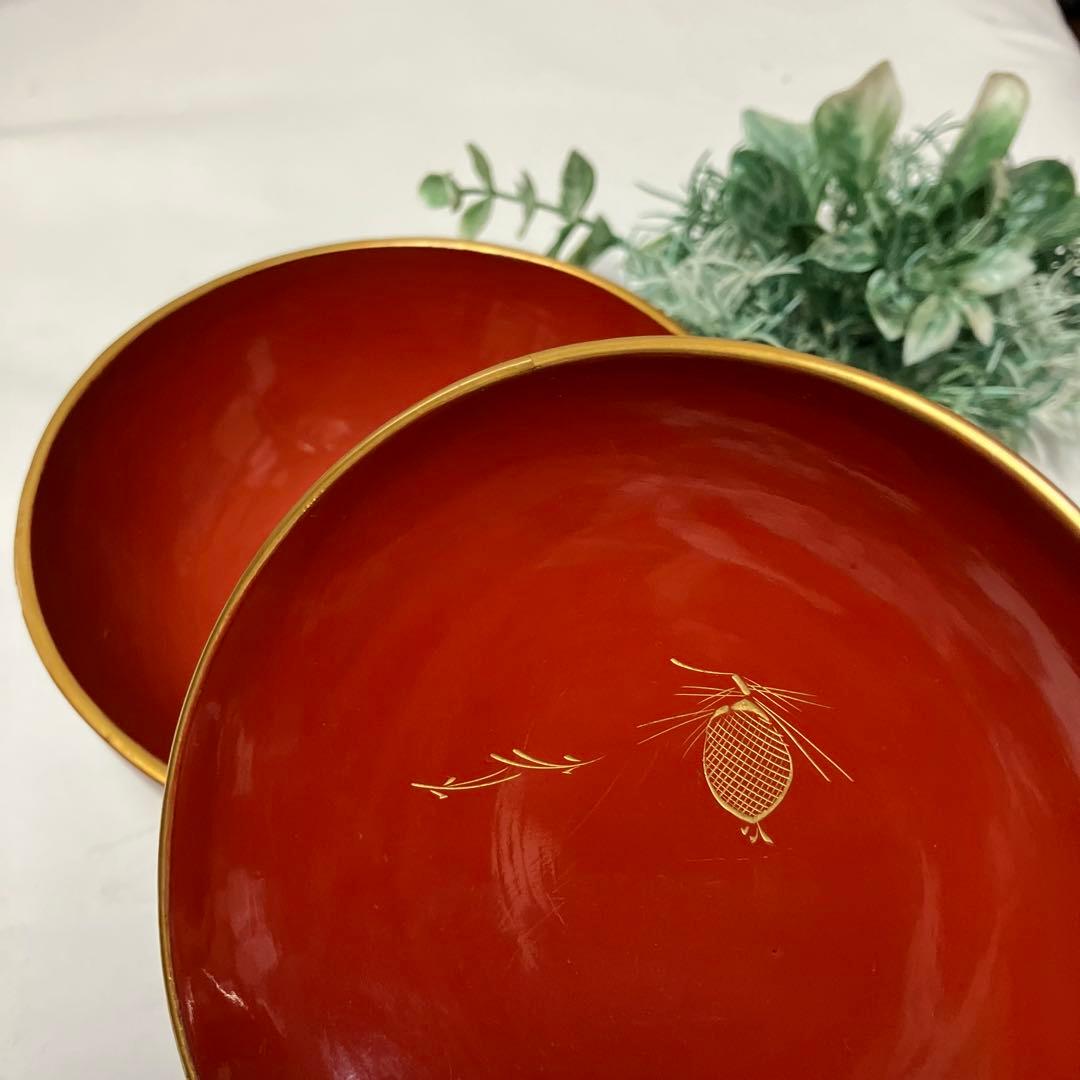 大正時代　木製漆器　蓋付汁椀　10客　菓子椀　松竹梅　漆沈金蒔絵 木箱付　雑煮椀