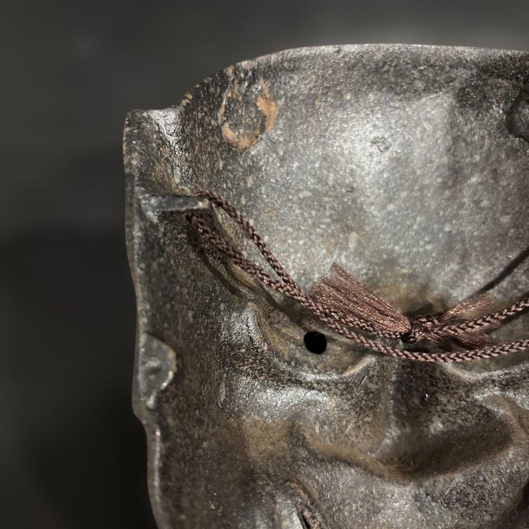 希少】金属製 鬼面 能面 般若系 鋳物 仮面 日本伝統美術 古道具