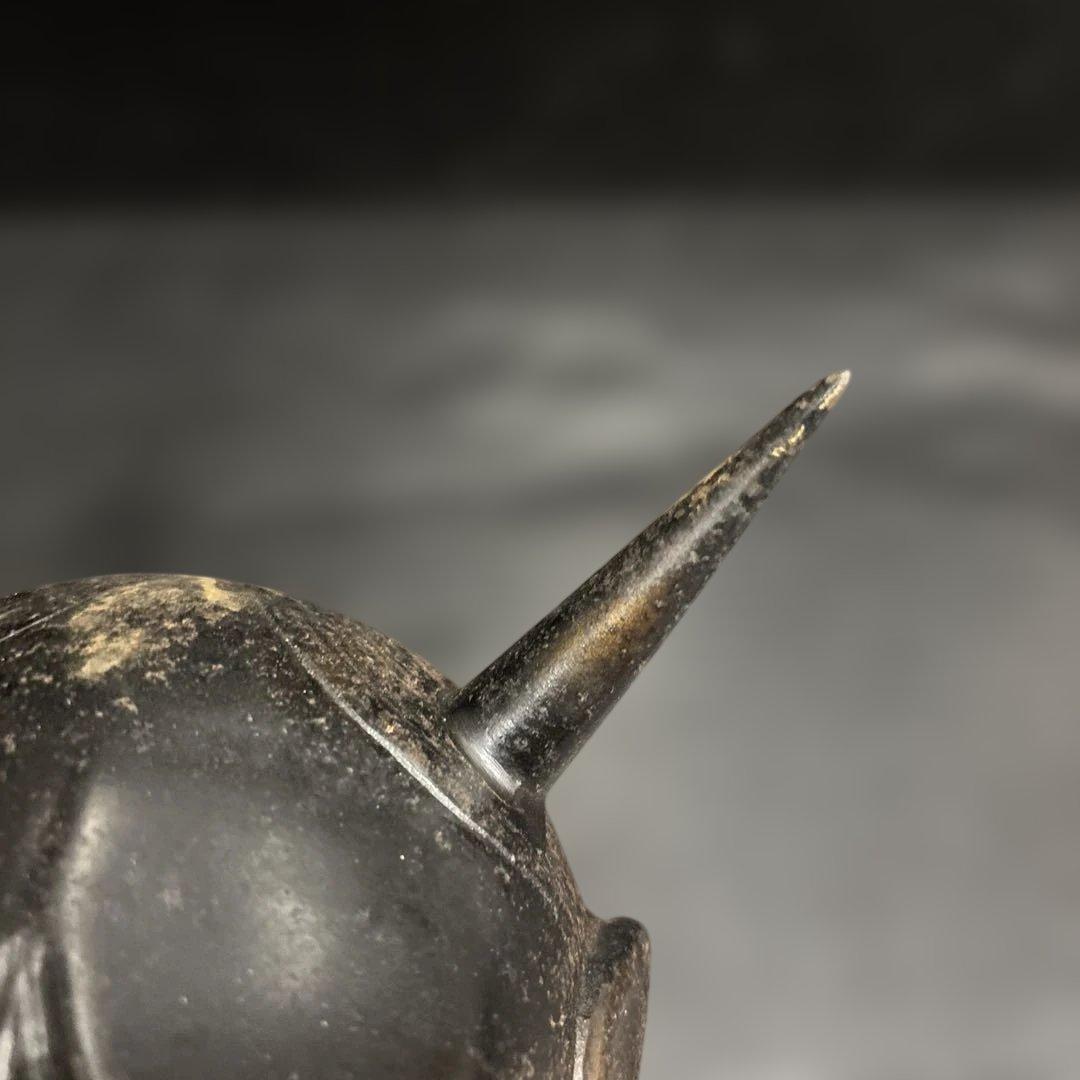 希少】金属製 鬼面 能面 般若系 鋳物 仮面 日本伝統美術 古道具