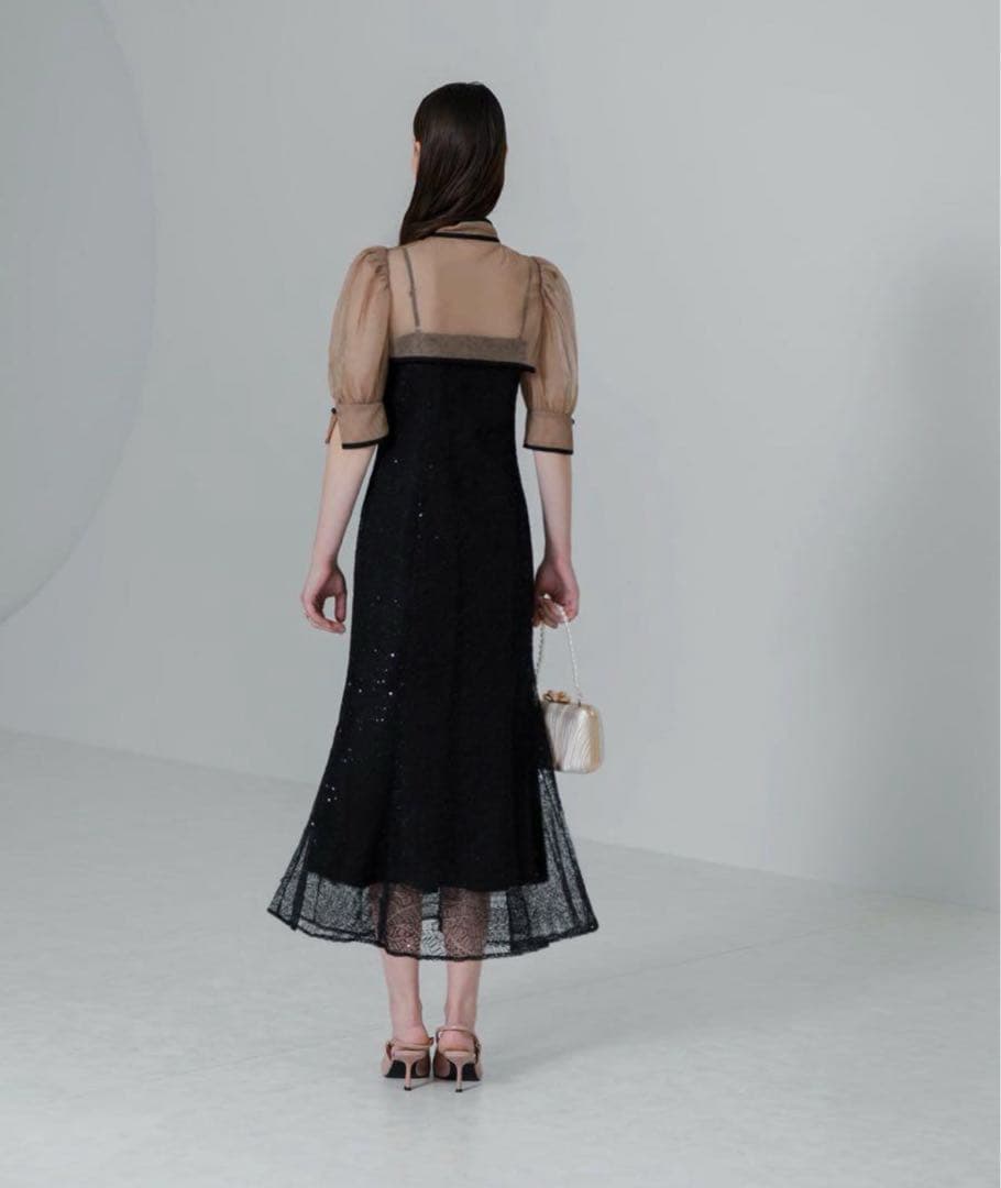 Leja/スパンコール刺繍マーメイドボレロ付きワンピース　ブラック　S