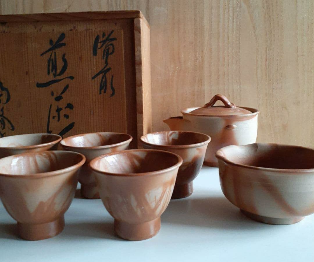 備前焼/茶器/急須/湯冷/湯呑5個