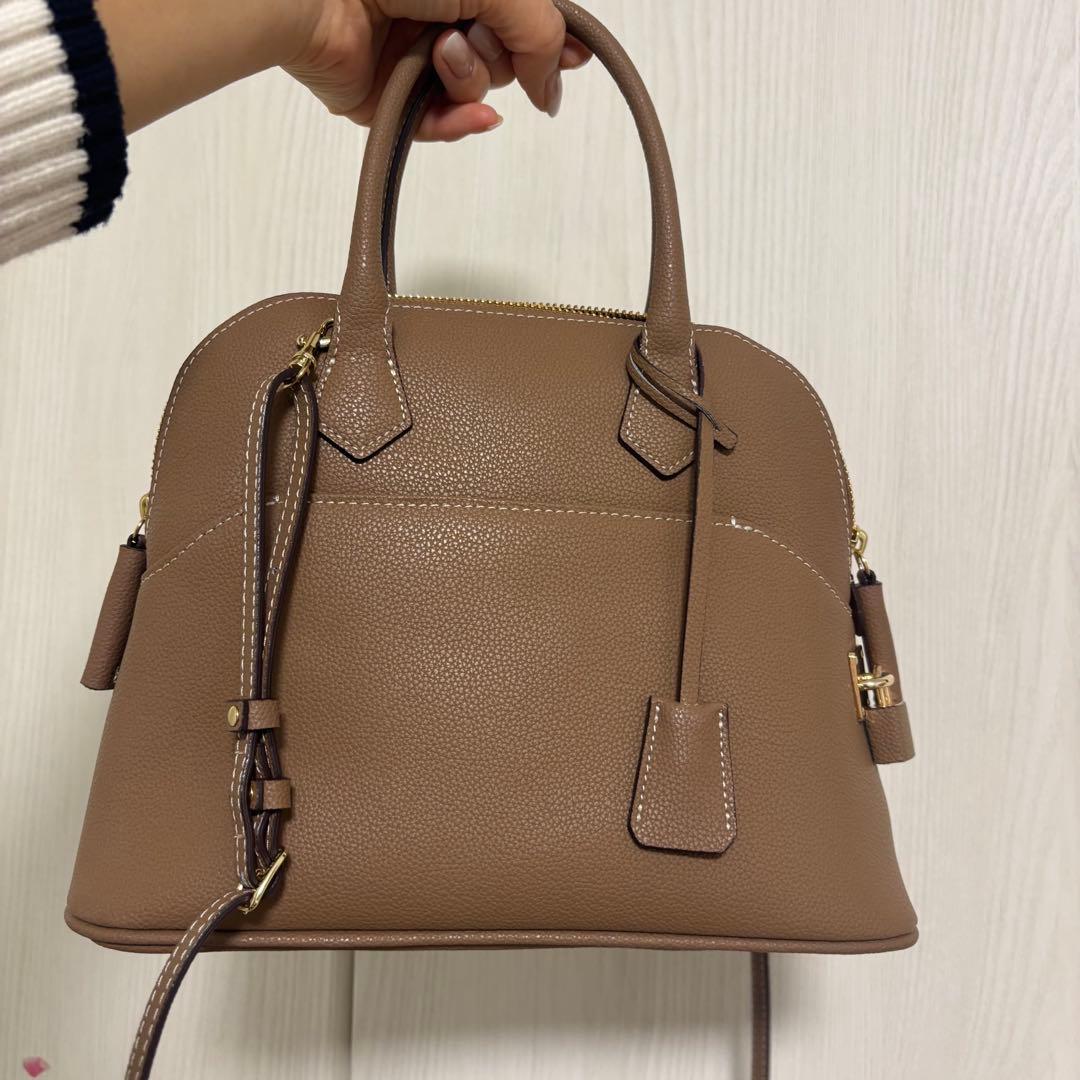 mica della valle ベージュ レザー ハンドバッグ