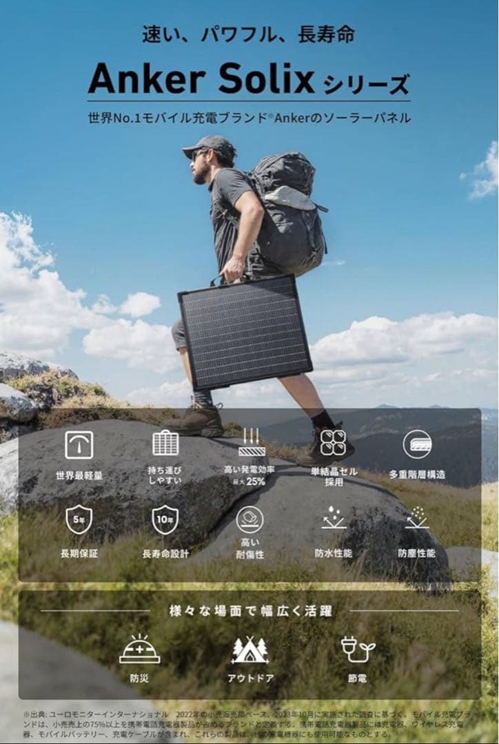 【未使用】Anker Solix PS100 ポータブルソーラーパネル 100W