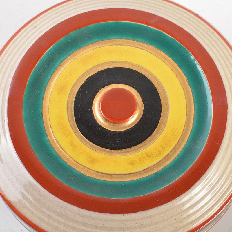 すみかすみれ　萬古焼　佐久間芳山造　色絵コマ　香合　共箱　V　6481