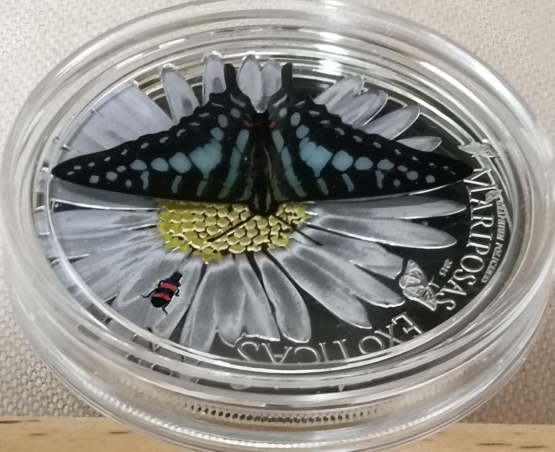 2015年ギニア【コオナガコモンタイマ】3Dバタフライ1000CFAフラン銀貨