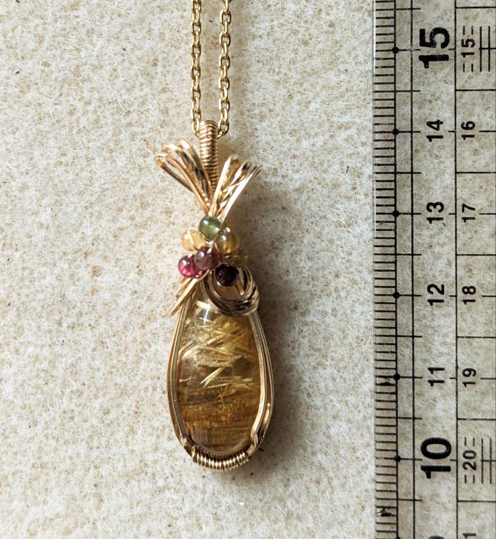 【専用】K14gfゴールデンルチルクォーツ❅ワイヤーアートペンダントトップ他1点