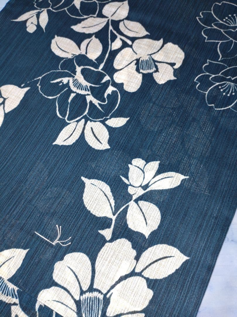 【ラスト1枚】✿新品未使用　綿麻浴衣　高級浴衣　人気浴衣　夏着物　紺色　藍色